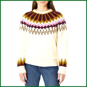 Oversized Fair Isle Pullover Sweater Cozy Textured Heavyweight Y2K Retro